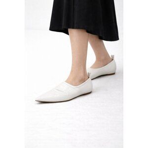 Tibi White Leather Pointed Toe Flats Women’s EU 38 Slip On Made in Italy